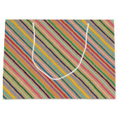 Kleurrijk patroon op bijtende bruine kraft groot cadeauzakje (Voorkant)