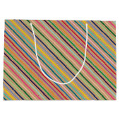 Kleurrijk patroon op bijtende bruine kraft groot cadeauzakje (Achterkant)