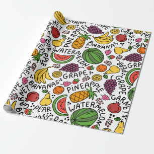  kleurrijk patroon op het thema voeding, pro cadeaupapier