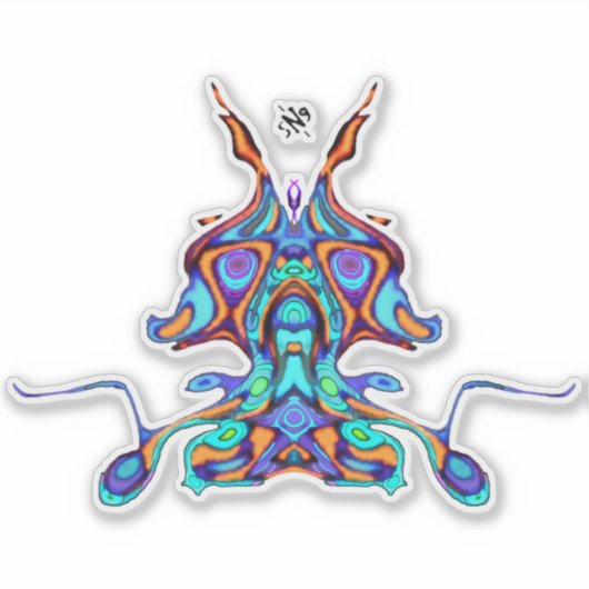 Kleurrijk patroon (pareidolia) - Ruimtepapegaai v1 Sticker (Voorkant)