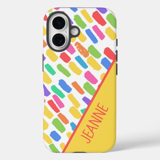 Kleurrijk patroon penseelstreek met naam Case-Mate iPhone case (Achterkant)