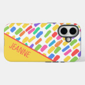 Kleurrijk patroon penseelstreek met naam Case-Mate iPhone case (Achterkant (horizontaal))
