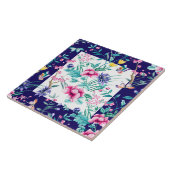 Kleurrijk patroon van bronbloemen en vlinders tegeltje (Zijkant)