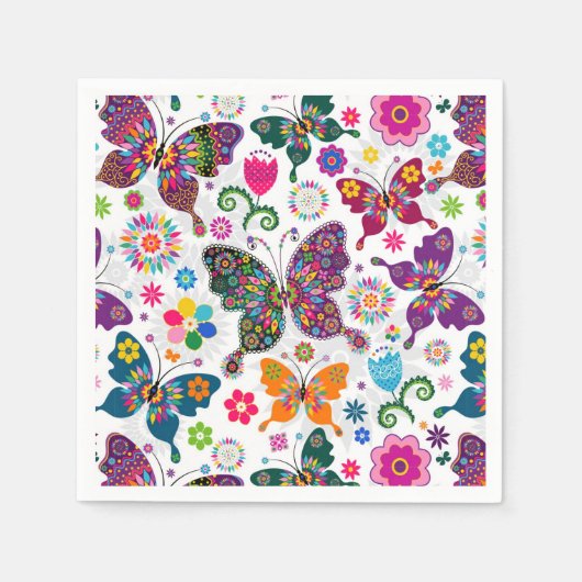 Kleurrijk patroon van buistraten en bloemen 2 servet (Voorkant)