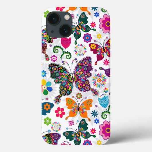 Kleurrijk patroon van buistuiken en bloemen Case-Mate iPhone case (Achterkant)