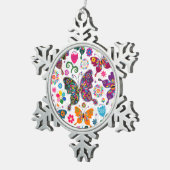 Kleurrijk patroon van buistuiken en bloemen tin sneeuwvlok ornament (Rechts)