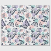 Kleurrijk patroon van de butterflies cadeaupapier (Vlak)