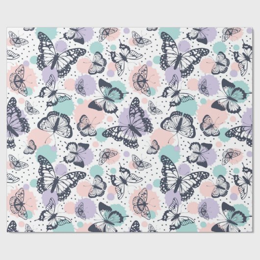 Kleurrijk patroon van de butterflies cadeaupapier (Vlak)