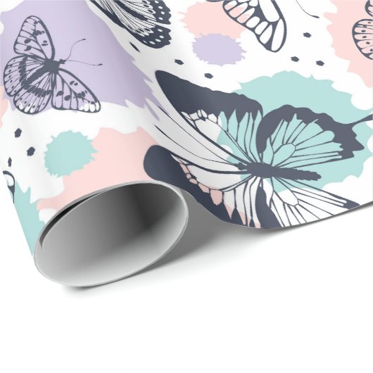 Kleurrijk patroon van de butterflies cadeaupapier (Rol Hoek)