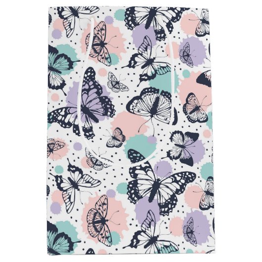 Kleurrijk patroon van de butterflies medium cadeauzakje (Voorkant)