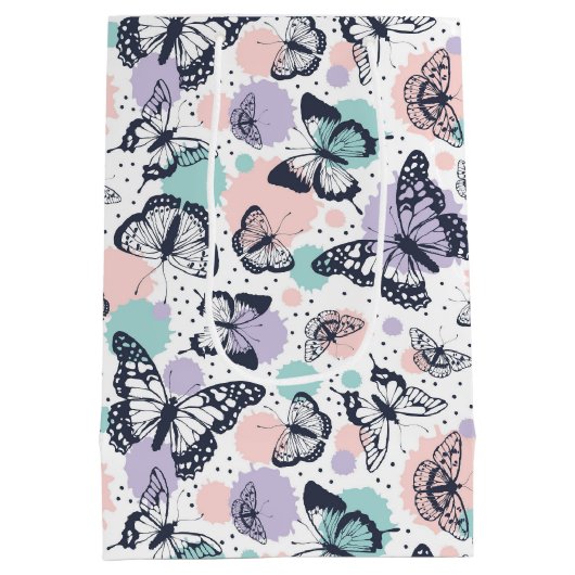 Kleurrijk patroon van de butterflies medium cadeauzakje (Achterkant)