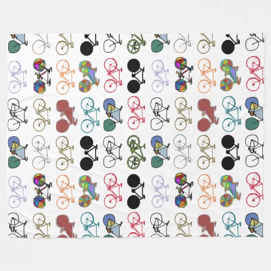 Kleurrijk patroon van fietsen fleece deken (Voorkant (Horizontaal))