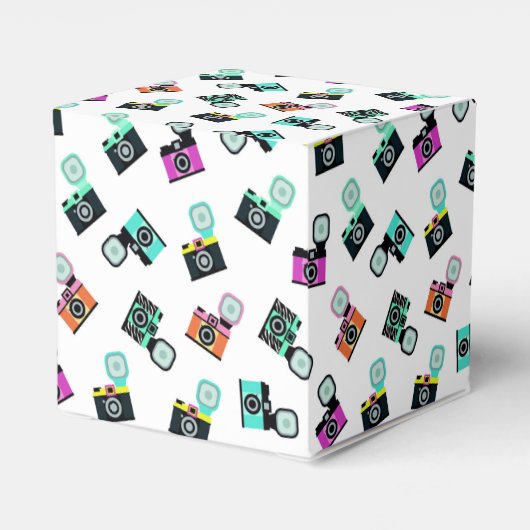 Kleurrijk patroon van Flash-camera Retro Bedankdoosjes (Achterkant)