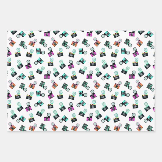 Kleurrijk patroon van Flash-camera Retro Inpakpapier Vel (Voorkant 2)