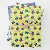 Kleurrijk patroon van Flash-camera Retro Inpakpapier Vel (In situ)