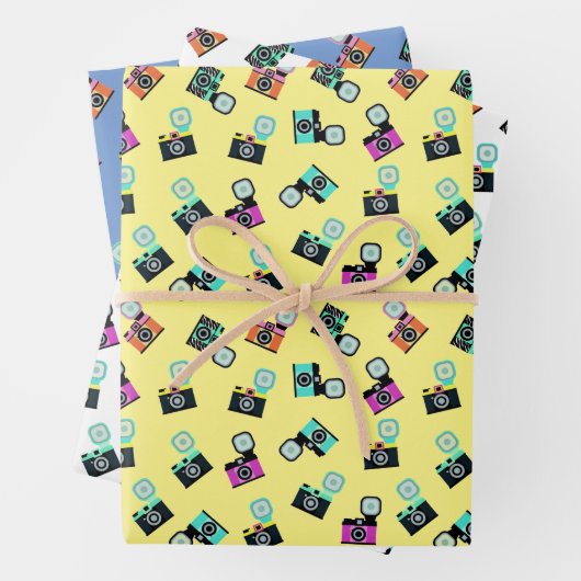 Kleurrijk patroon van Flash-camera Retro Inpakpapier Vel (In situ)
