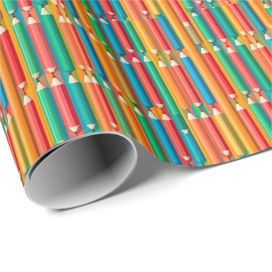 Kleurrijk patroon van helder gearrangeerde potlode cadeaupapier (Rol Hoek)