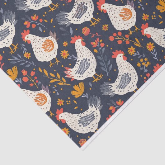  kleurrijk patroon van kippenillustraties tissuepapier (Detail)