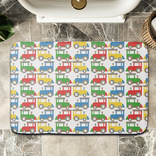 Kleurrijk patroon van kleine treinen badmat