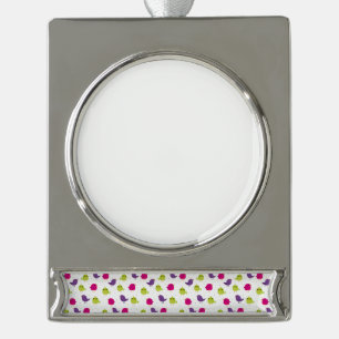 Kleurrijk Patroon van Lieve Vogels Verzilverd Banner Ornament