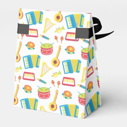 Kleurrijk patroon van muziekinstrumenten voor kind bedankdoosjes (Achterkant)