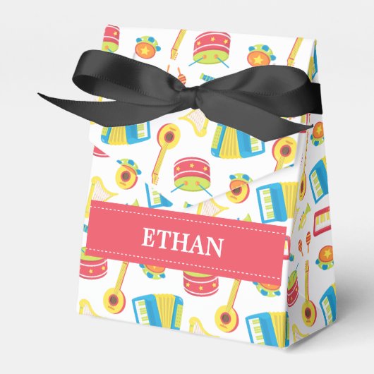 Kleurrijk patroon van muziekinstrumenten voor kind bedankdoosjes (Voorkant Zijde)