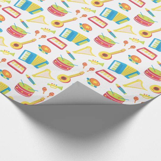 Kleurrijk patroon van muziekinstrumenten voor kind cadeaupapier (Hoek)