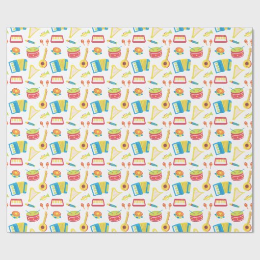 Kleurrijk patroon van muziekinstrumenten voor kind cadeaupapier (Vlak)