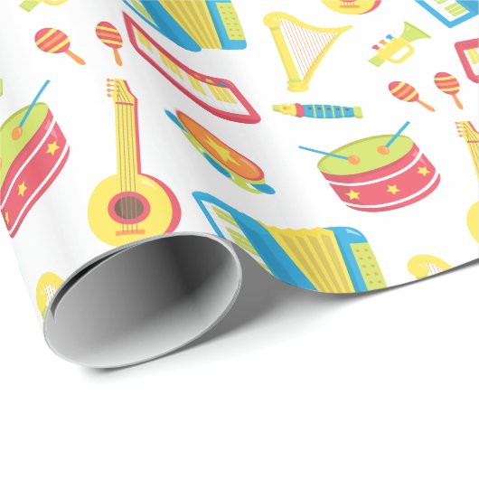 Kleurrijk patroon van muziekinstrumenten voor kind cadeaupapier (Rol Hoek)