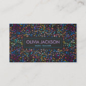 Kleurrijk patroon van Muzieknoten op zwart Visitekaartje (Voorkant)