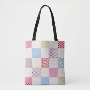 Kleurrijk patroon van patchwork-quilt tote bag