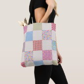 Kleurrijk patroon van patchwork-quilt tote bag (Dichtbij)