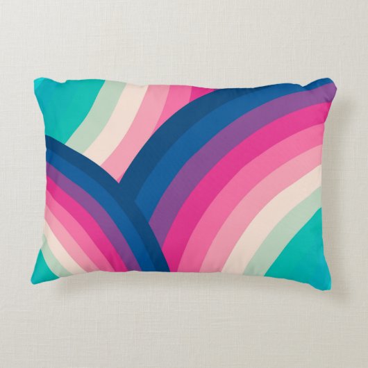 Kleurrijk patroon van regenboogcirkels | accent kussen (Achterkant)