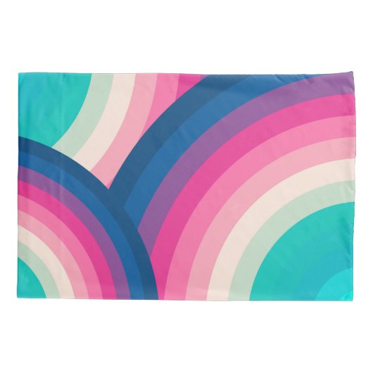 Kleurrijk patroon van regenboogcirkels | kussensloop (Achterkant-Links)