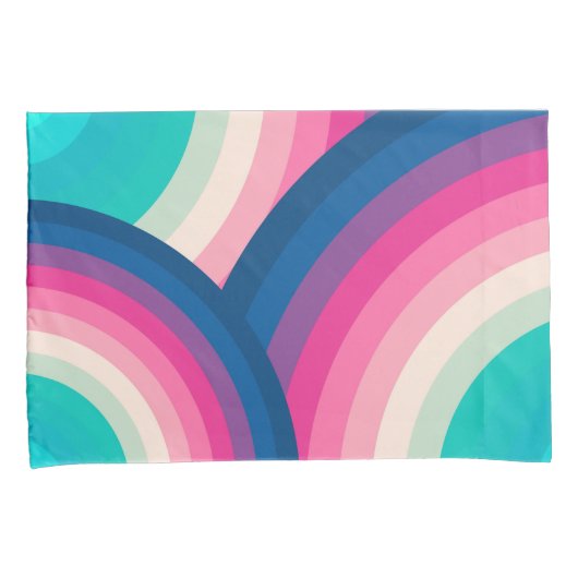 Kleurrijk patroon van regenboogcirkels | kussensloop (Voorkant-Rechts)