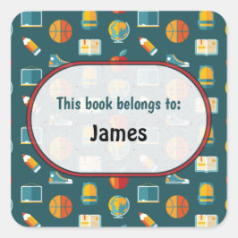 Kleurrijk patroon van schoolbenodigdheden geperson vierkante sticker