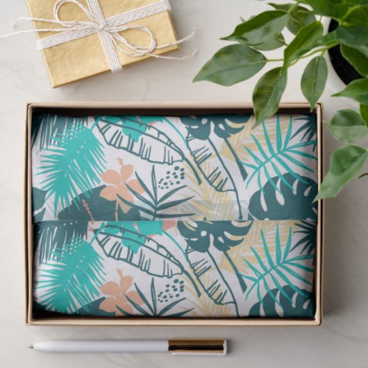 Kleurrijk patroon van tropische bladeren collage tissuepapier (Geschenk)