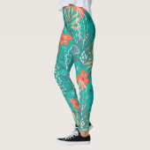 Kleurrijk patroon van tropische bladeren en bloeme leggings (Links)