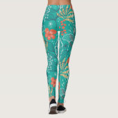 Kleurrijk patroon van tropische bladeren en bloeme leggings (Achterkant)