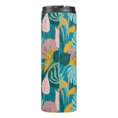 Kleurrijk patroon van tropische bladeren en bloeme thermosbeker (Achterkant)