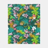 Kleurrijk patroon van tropische bloemen en dieren fleece deken (Voorkant)
