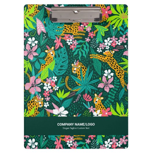 Kleurrijk patroon van tropische bloemen en dieren klembord (Voorkant)