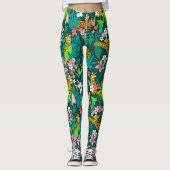 Kleurrijk patroon van tropische bloemen en dieren leggings (Voorkant)