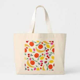 Kleurrijk Patroon van Verse Fruitmix Grote Tote Bag