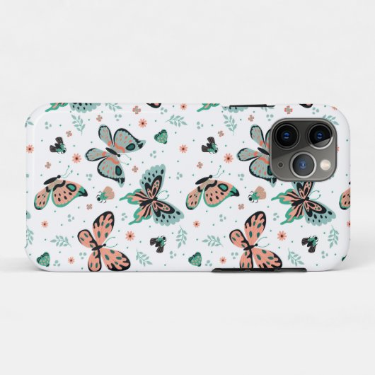 Kleurrijk patroon van vlinders en bloemen Case-Mate iPhone case (Achterkant (horizontaal))
