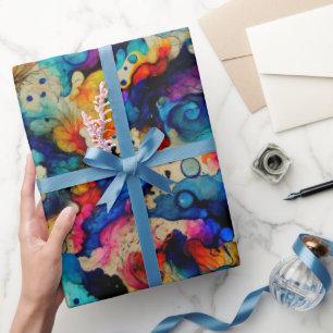 Kleurrijk patroon van vloeibaar inktontractie cadeaupapier