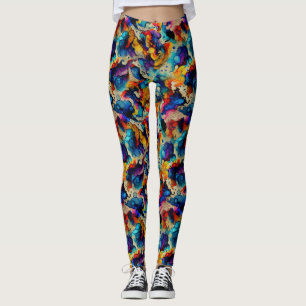 Kleurrijk patroon van vloeibaar inktontractie leggings