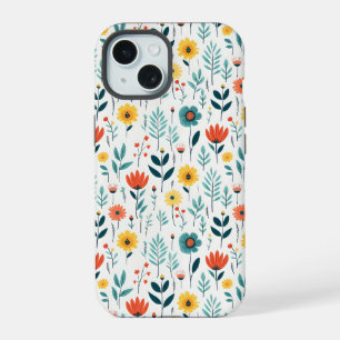 Kleurrijk Patroon van Wilde Bloemen iPhone 15 Case