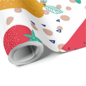 Kleurrijk patroon van zomervoedsel en bloemen cadeaupapier (Rol Hoek)