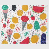 Kleurrijk patroon van zomervoedsel en bloemen cadeaupapier (Vlak)